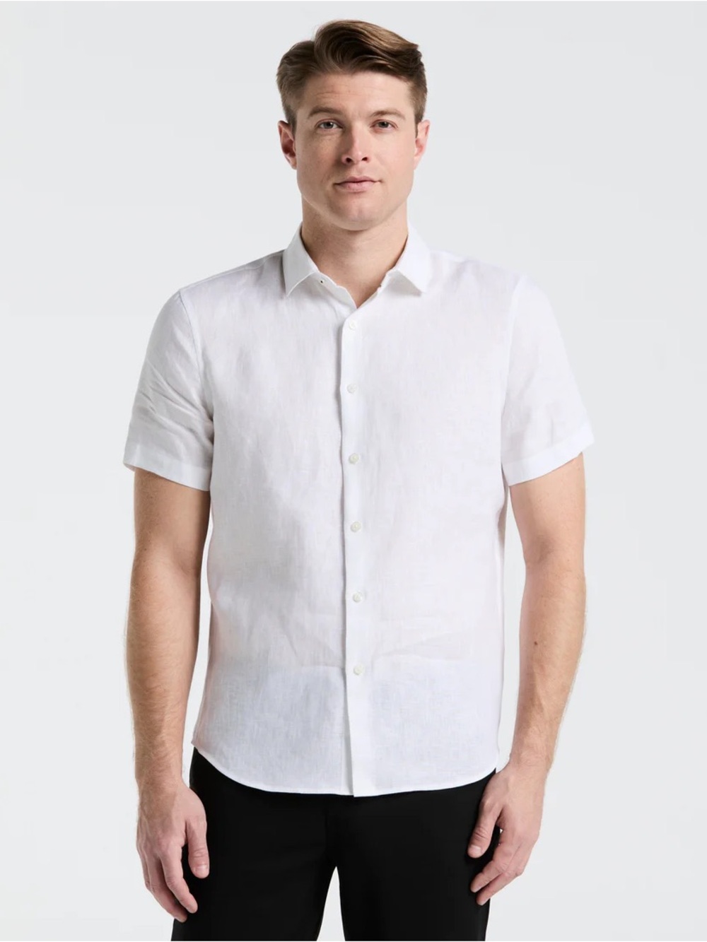 Perry Ellis White Short Sleeve Button-Up Shirt